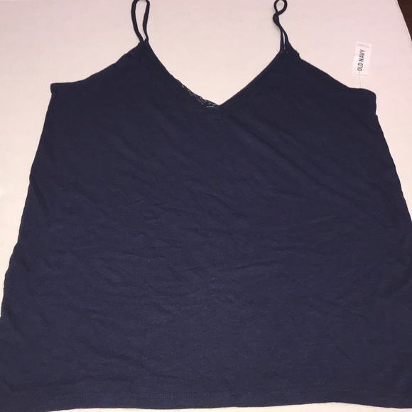 Old Navy Sz L Cami Tank Navy Stripe Coral DarkTeal - Picture 4 of 8